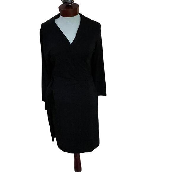 Wendy Williams Collection Size Large Black Wrap Dress Stretchy Jersey - Picture 1 of 3